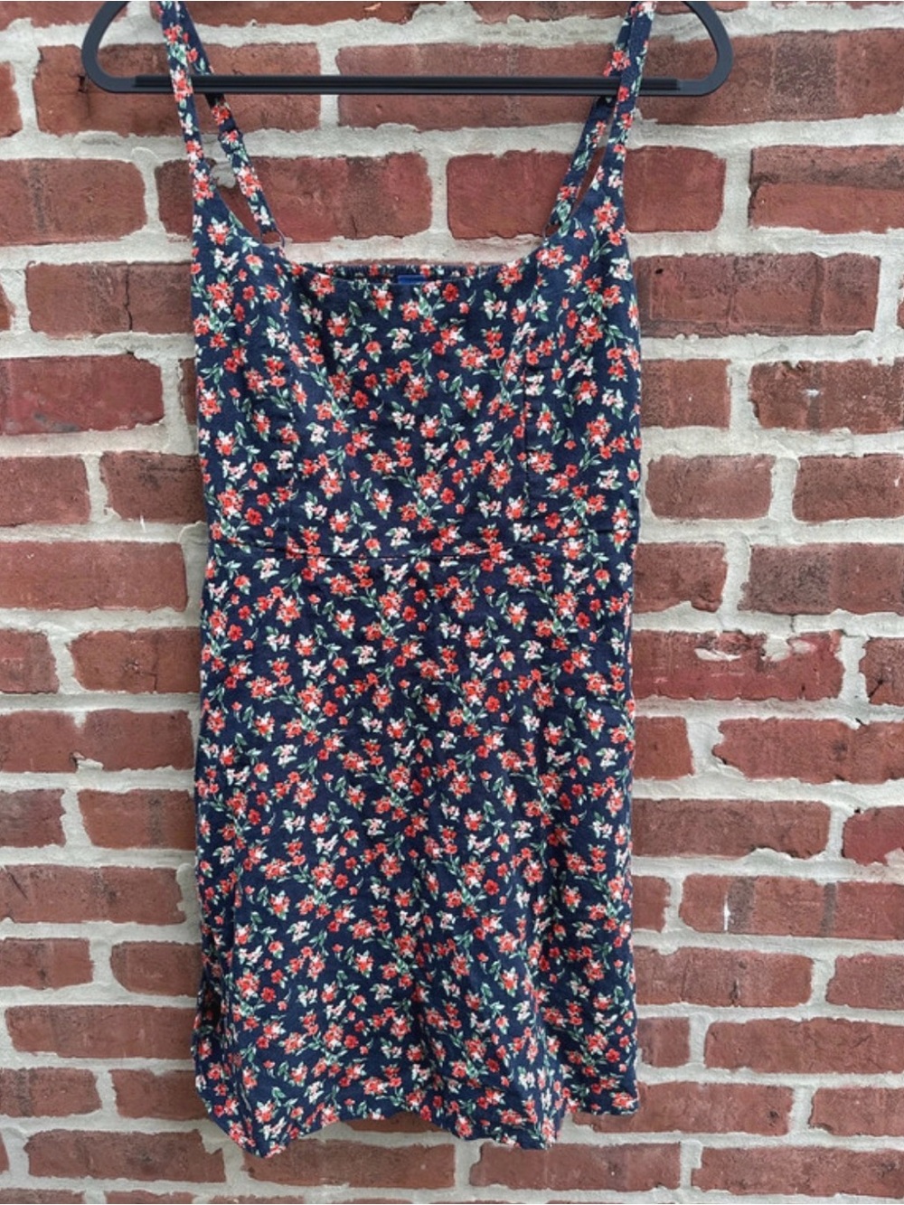 Old Navy Navy Mini Dress with Red Floral Print